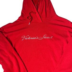 Victoria’s Secret Red Hoodie Women’s Pullover Sweatshirt Logo Embroidered